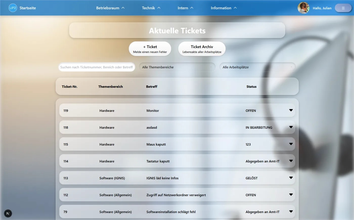 LIP2 Modul: Ticketsystem